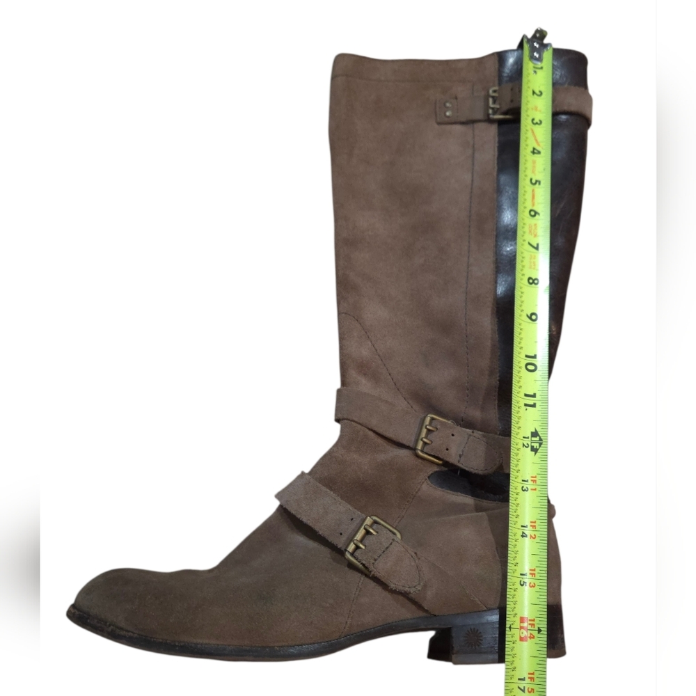 UGG Australia - Cydnee Tall Riding Boots w/ Crackled Leather Panels & Buckles - Picture 13 of 15